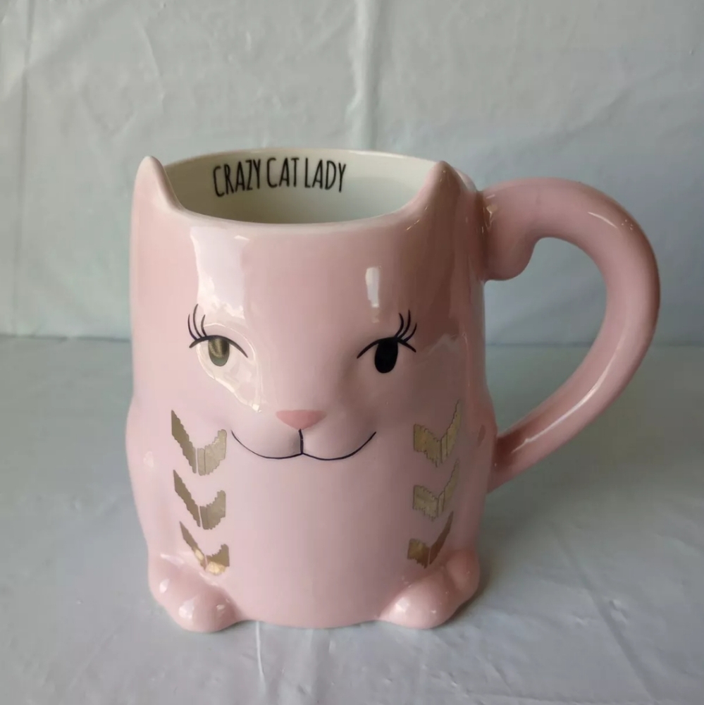 Cat Mug "Crazy Cat Lady" Sheffield Home-The Critter Collection Pink & Go…